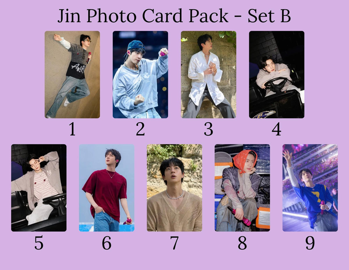 Jin Photo Card Pack | BTS Jin Photocards | Jin PC Set A & Set B | Kpop Fanmade Photocards
