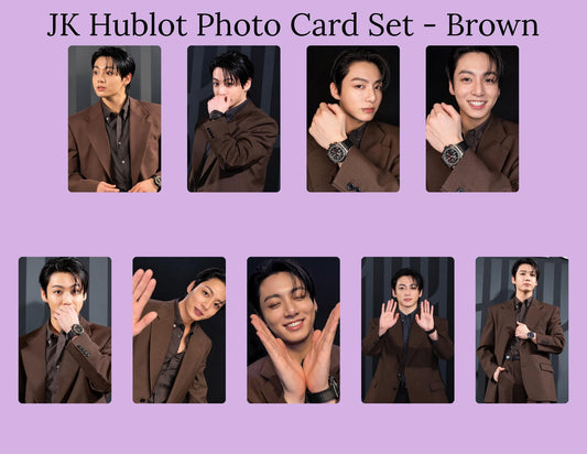 Jungkook Hublot Photo Card Set – Brown Edition | JK Brown Suit Photocards | BTS Jungkook Photocards | Kpop Fanmade pc| ARMY Collector Gift