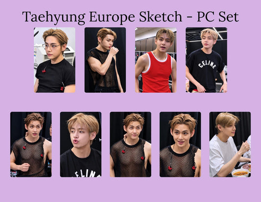 Taehyung Europe Sketch Photocards | BTS V Photo Cards | Taehyung PC | V Fanmade Photocard | Kpop Photocard | 9 Card Set