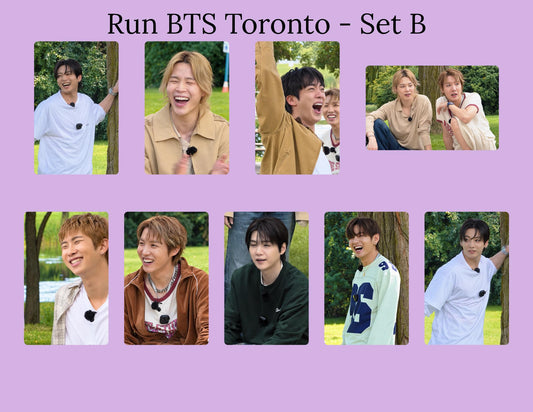 Run BTS Toronto - Set B Photocards | BTS Photo Cards | Run BTS pc| Jungkook Jimin Namjoon Jin Suga J-Hope Tae| Kpop Photocard
