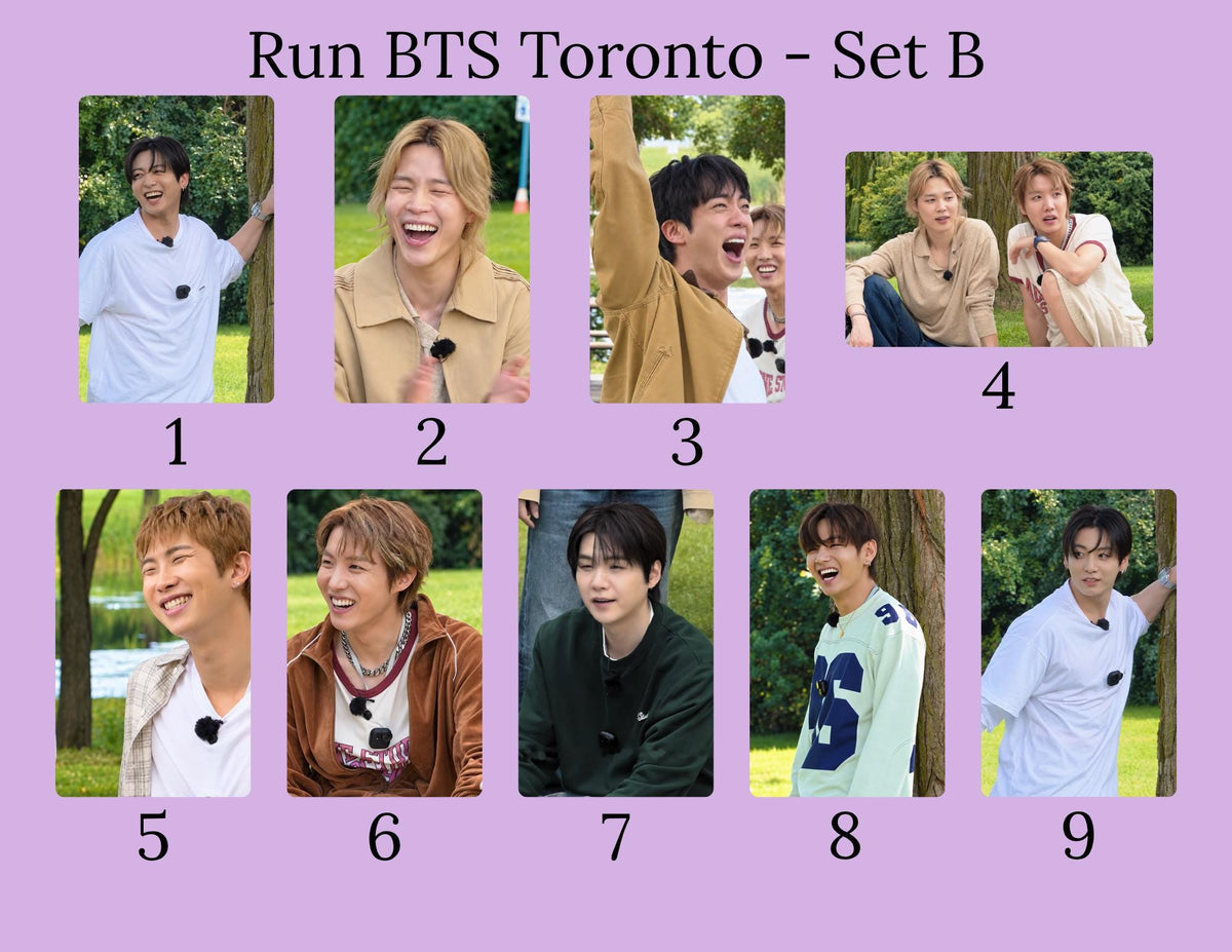 Run BTS Toronto - Set B Photocards | BTS Photo Cards | Run BTS pc| Jungkook Jimin Namjoon Jin Suga J-Hope Tae| Kpop Photocard