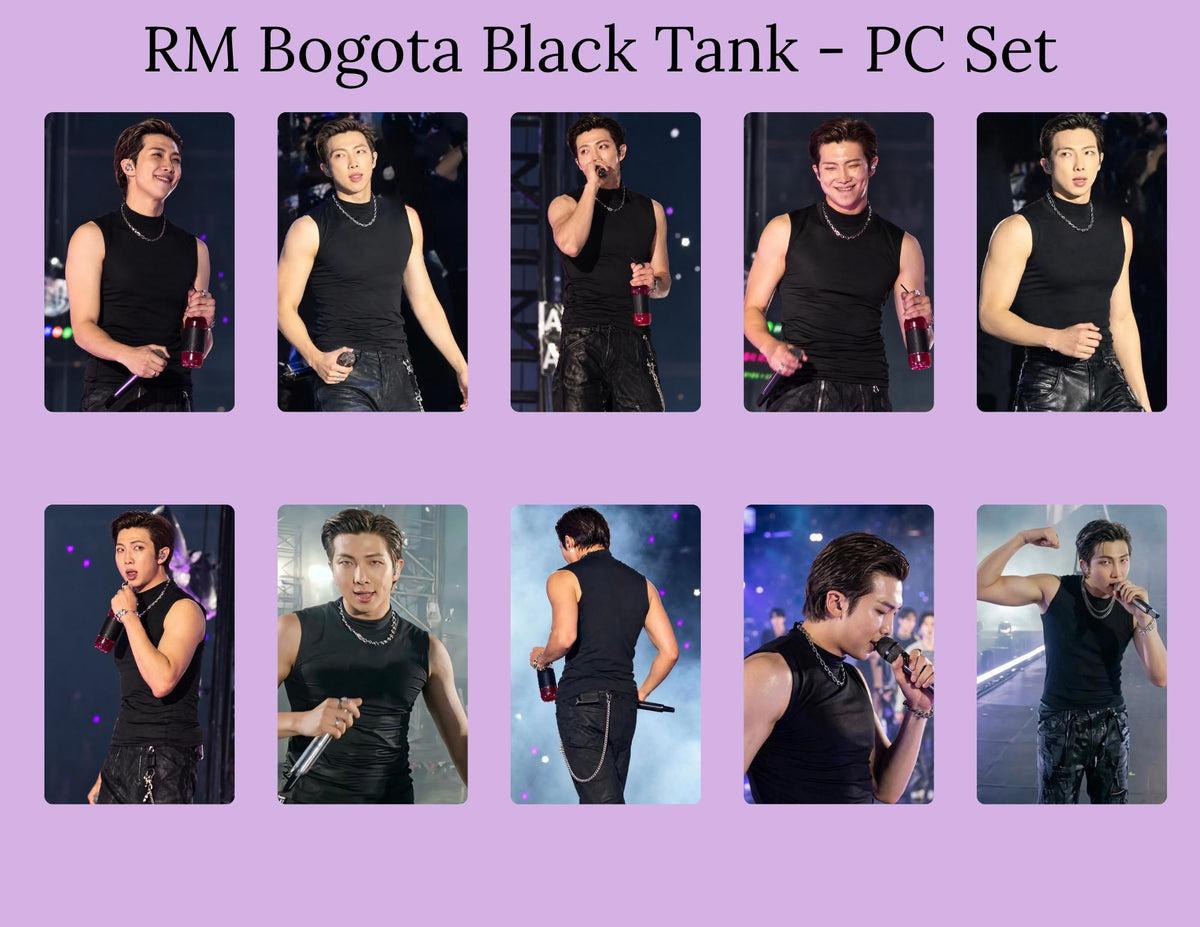 RM Bogota Black Tank Photocards | BTS RM Photo Cards | Namjoon pc | Namjoon Fanmade Photocard | Kpop Photocard | 9 Card Set + Bonus