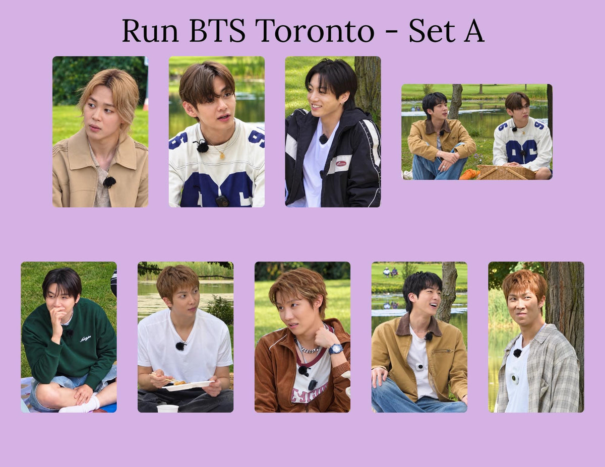 Run BTS Toronto - Set A Photocards | BTS Photo Cards | Run BTS pc| Jungkook Jimin Namjoon Jin Suga J-Hope Tae| Kpop Photocard