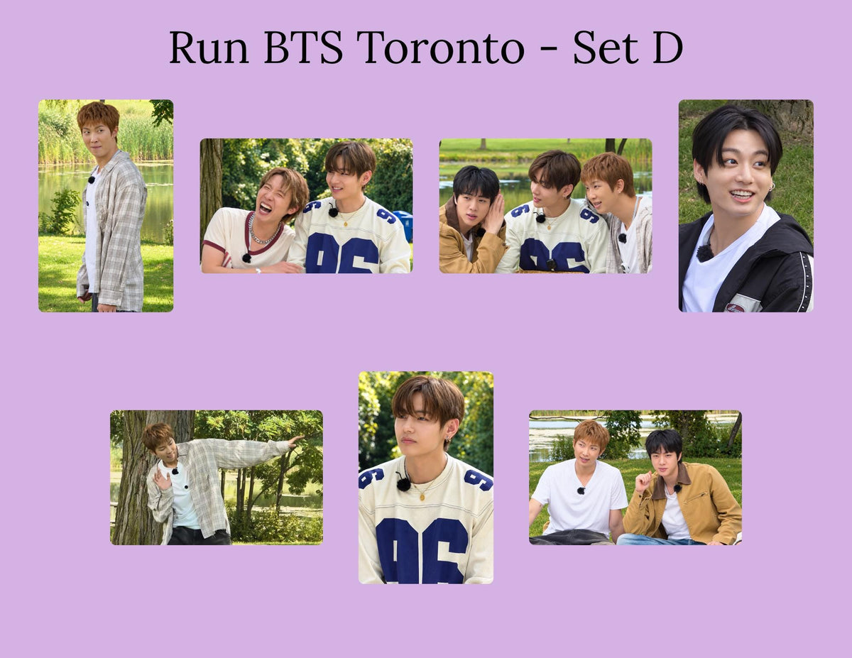 Run BTS Toronto - Set D Photocards | BTS Photo Cards | Run BTS pc| Jungkook Jimin Namjoon Jin Suga J-Hope Tae| Kpop Photocard